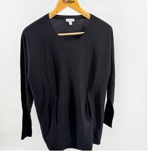 Garnet Hill Organic Cotton Tunic Sweater Women's Size S Black‎ Long Sleeve